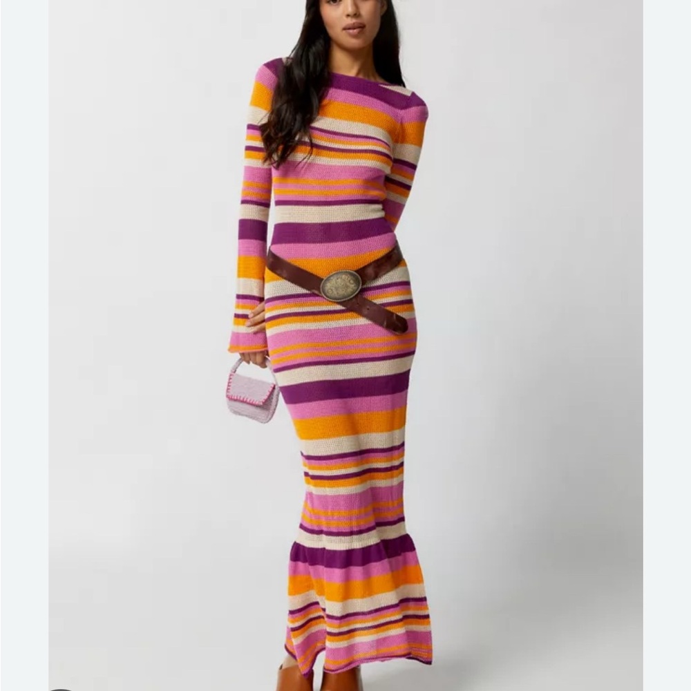 Another Girl retro striped knit maxi dress